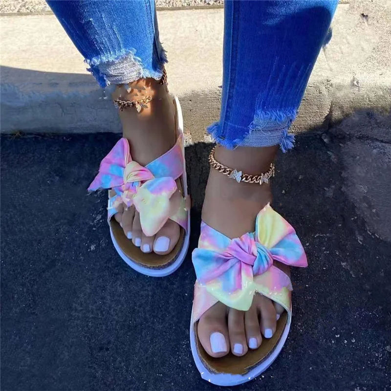 Women Leopard Rainbow Color Lovely Bow-tie Slippers Open Round Toe Flats Beach Slides Shoes Sandal 2021 Summer Slippers, 2 colors
Women Leopard Rainbow Color Lovely Bow-tie Slippers Open Round Toe Flats Beach Slides Shoes Sandal 2021 Summer Slippers, 2 colors