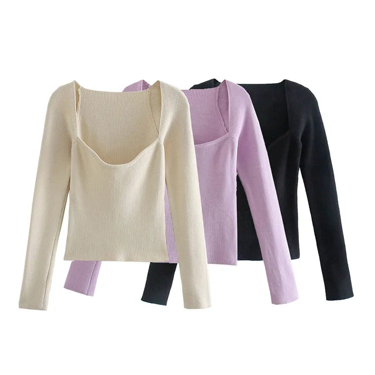 Women's Tops 2021 Spring New Retro Pure Color Casual Fashion Slim Thin High Waist Short Low Collar Long Sleeve Tight Knit Top, Picture color
Women's Tops 2021 Spring New Retro Pure Color Casual Fashion Slim Thin High Waist Short Low Collar Long Sleeve Tight Knit Top, Picture color