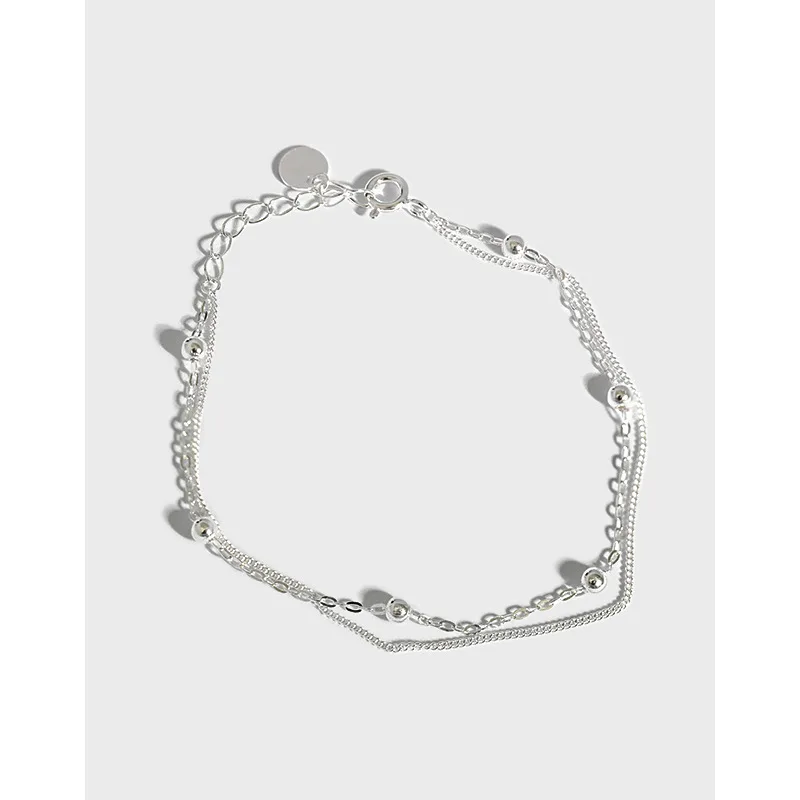 Solid 925 Sterling Silver Jewelry Unique Double Layer Beads Bracelets Round Beads Double Layers Link Chain Bracelets
Solid 925 Sterling Silver Jewelry Unique Double Layer Beads Bracelets Round Beads Double Layers Link Chain Bracelets