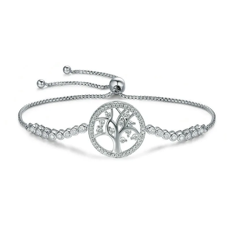 Wholesale Women 925 Sterling Silver Fashion Jewelry Life Tree Zircon Adjustable Charm Bracelet, Silver color
Wholesale Women 925 Sterling Silver Fashion Jewelry Life Tree Zircon Adjustable Charm Bracelet, Silver color