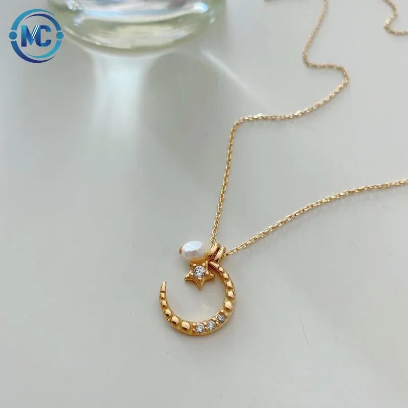 925 Sterling Silver Star Moon Pearl Necklace Jewelry Women Trendy Simple 18K Gold Plated Chain Necklaces
925 Sterling Silver Star Moon Pearl Necklace Jewelry Women Trendy Simple 18K Gold Plated Chain Necklaces