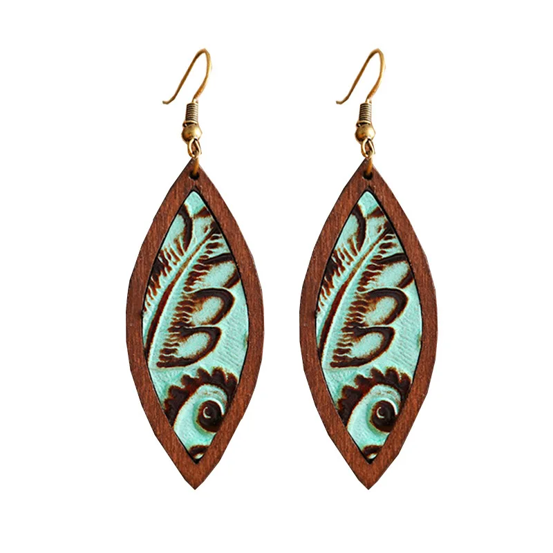 Retro Embossed Classic Geometric Genuine Leather Earrings Western Style Stitching Leather Wood Wooden Earrings Jwelry Women
Retro Embossed Classic Geometric Genuine Leather Earrings Western Style Stitching Leather Wood Wooden Earrings Jwelry Women