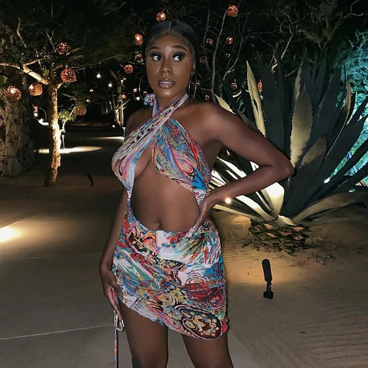 2021 Apparel Hollow Out Print Women Clothes Halter Dress Sleeveless Backless Club Dresses Sexy Mini -PT, Gray
2021 Apparel Hollow Out Print Women Clothes Halter Dress Sleeveless Backless Club Dresses Sexy Mini -PT, Gray