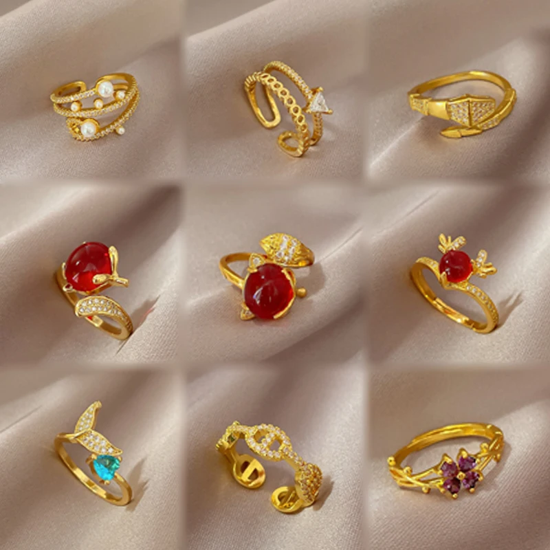 Vintage 18k genuine gold electroplating women ring zircon geometric love ring simple jewelry accessories
Vintage 18k genuine gold electroplating women ring zircon geometric love ring simple jewelry accessories