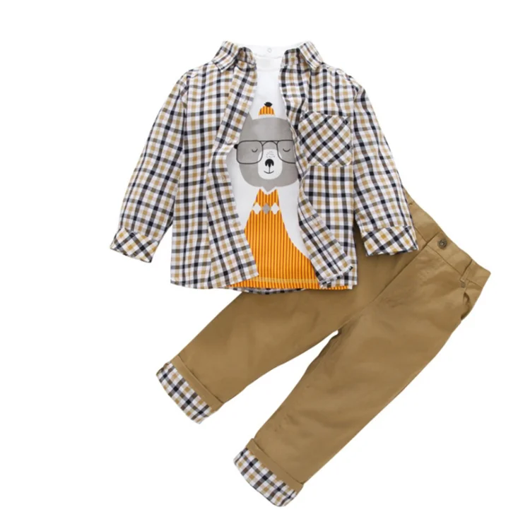 

WSG23 Autumn New Boys Clothing Sets Jacket Shirts Pant 3pcs Suits Clothing Kids Long-sleeved clothed for Kids