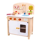 Popular cool new design funny happy cutlery wooden toys kid toy trolley kitchen set
