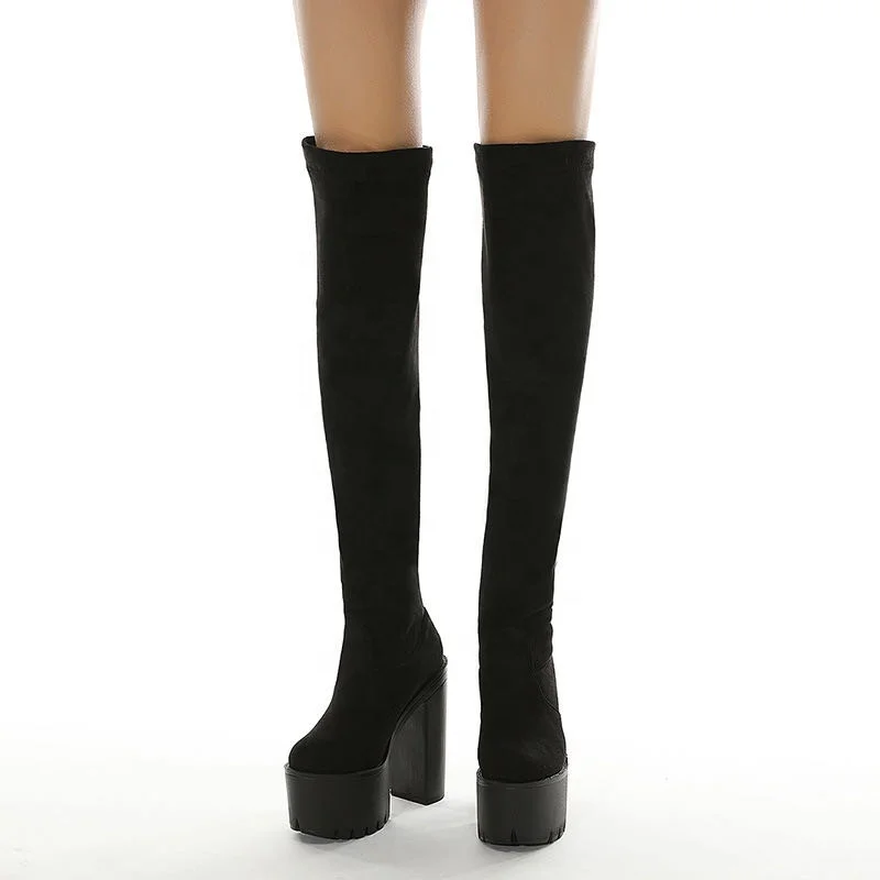 2020 Autumn New Style Platform Thigh High Boots Chunky Heels Slip-on Women Booties Sexy Round Toe Over Knee Long Ladies Boots, Black 
2020 Autumn New Style Platform Thigh High Boots Chunky Heels Slip-on Women Booties Sexy Round Toe Over Knee Long Ladies Boots, Black
