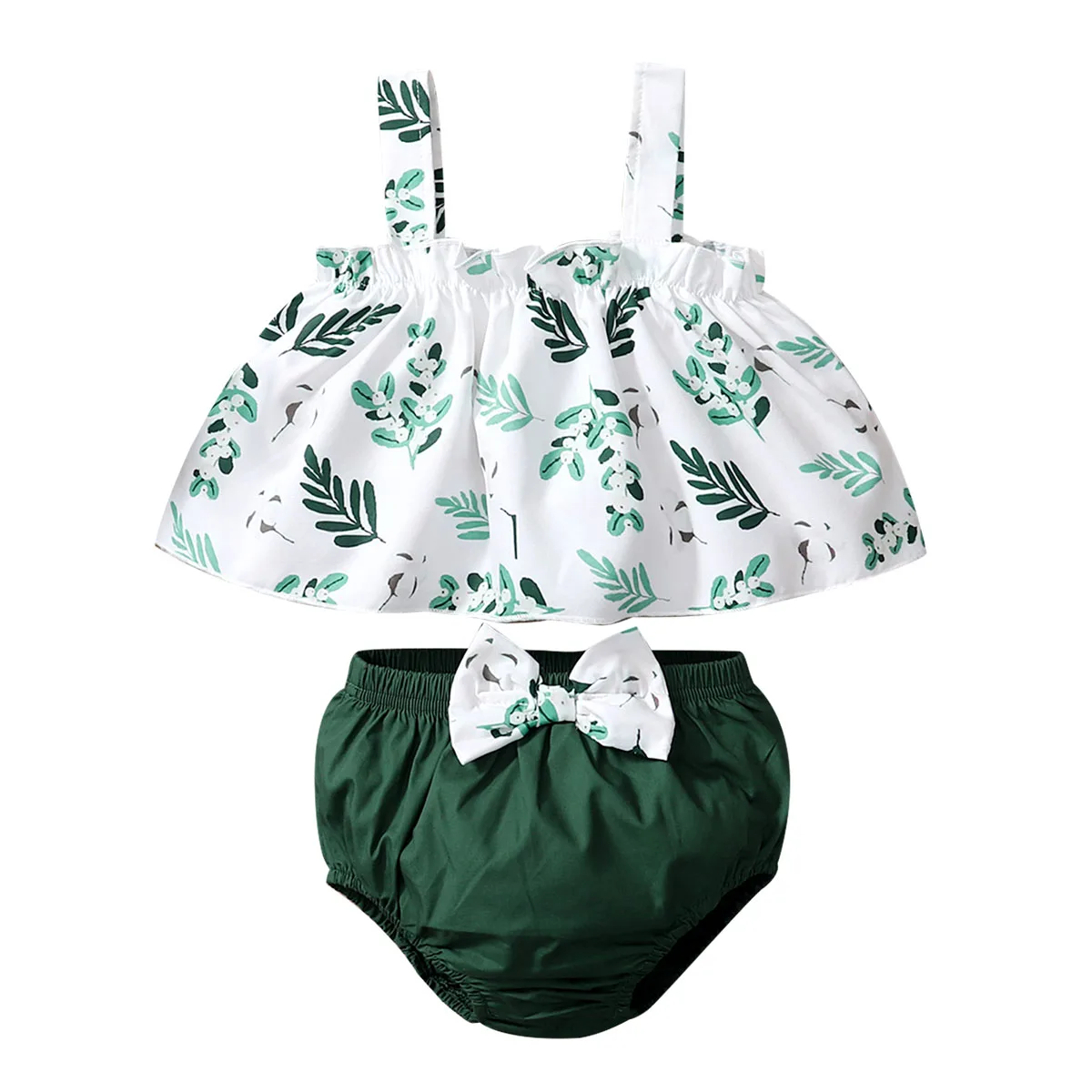 Wholesale knitted baby clothes 2 piece baby summer outfits Causal Sleeveless baby girls' clothing sets, White+green
Wholesale knitted baby clothes 2 piece baby summer outfits Causal Sleeveless baby girls' clothing sets, White+green