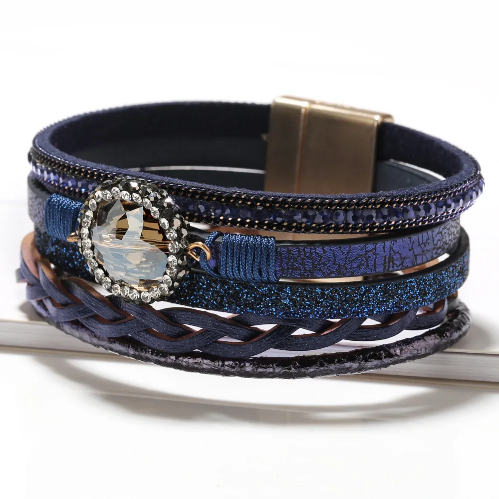2021 Bohemian Handmade Braided Magnetic Clasp Cuff Bangle Crystal Accessories For Women Men Multi-Layer Wrap Leather Bracelet
2021 Bohemian Handmade Braided Magnetic Clasp Cuff Bangle Crystal Accessories For Women Men Multi-Layer Wrap Leather Bracelet