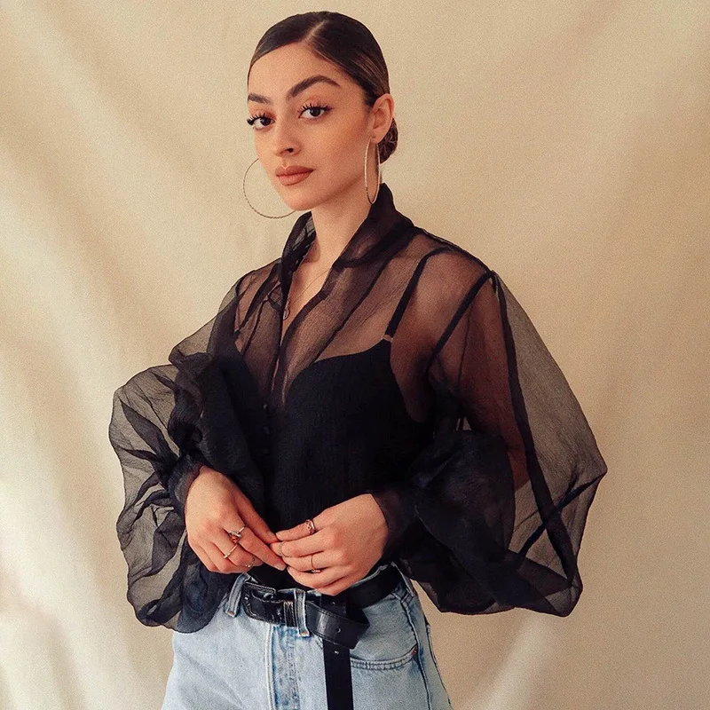 ZC XT7441W08 Women Long Sleeve Shirt Puff Sleeve Blouse Tops Transparent Shirt, Black
ZC XT7441W08 Women Long Sleeve Shirt Puff Sleeve Blouse Tops Transparent Shirt, Black
