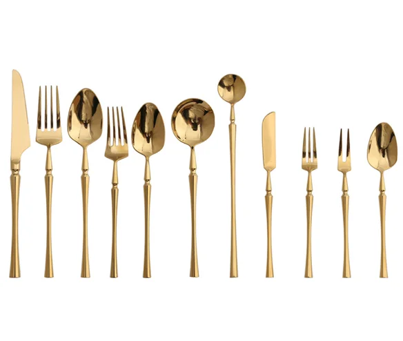 Best Mirror Polished Golden Stainless Steel Cutlery Set Spoon Fork Knife Flatware With Curve Handle Design For Wedding Gifts
Best Mirror Polished Golden Stainless Steel Cutlery Set Spoon Fork Knife Flatware With Curve Handle Design For Wedding Gifts