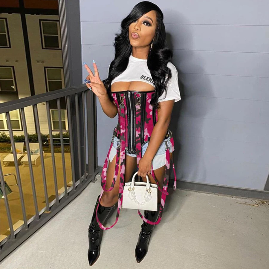 2021 Spring Camouflage Plaid Zip-Up Skinny Corset Streetwear Punk Sytle Sleeveless Women Tank Tops
2021 Spring Camouflage Plaid Zip-Up Skinny Corset Streetwear Punk Sytle Sleeveless Women Tank Tops