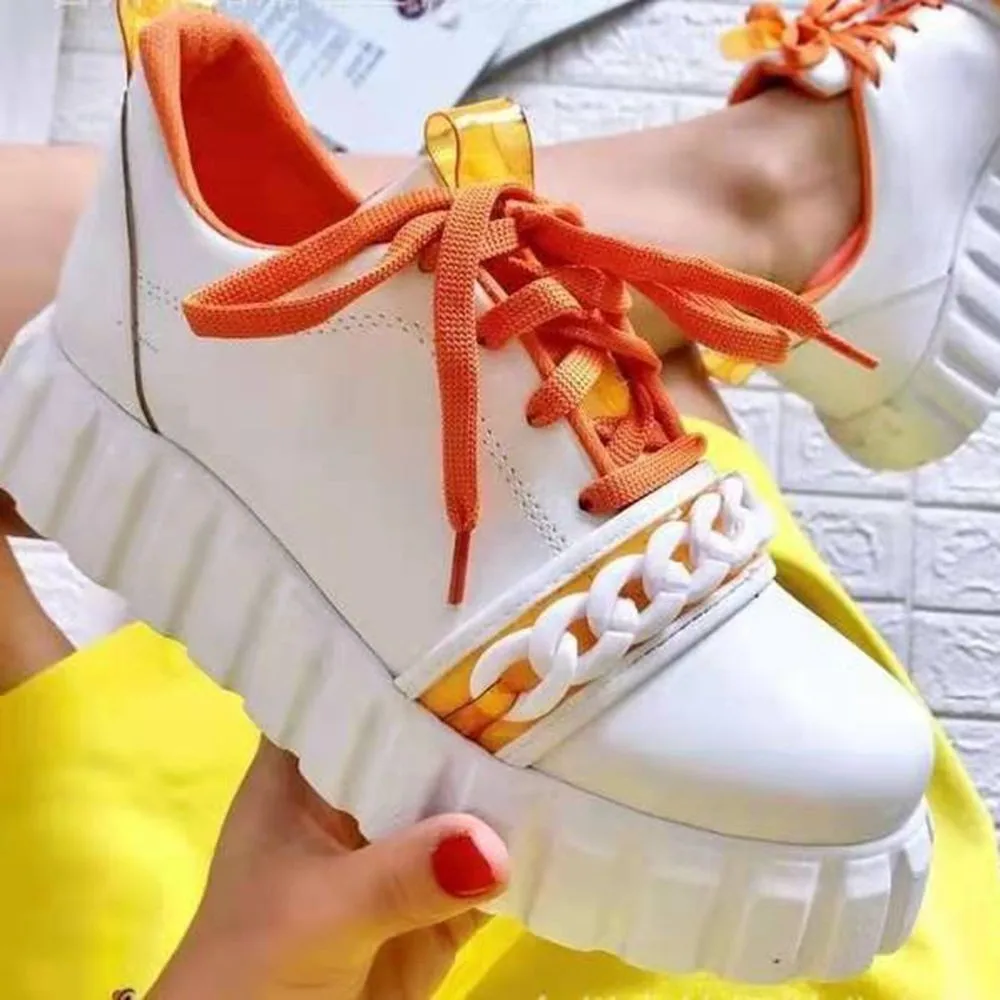 Factory Outlet Women's Skateboard Shoes Solid Color Plus Size Thick Bottom Chain Lace Up Ladies Sneakers
Factory Outlet Women's Skateboard Shoes Solid Color Plus Size Thick Bottom Chain Lace Up Ladies Sneakers