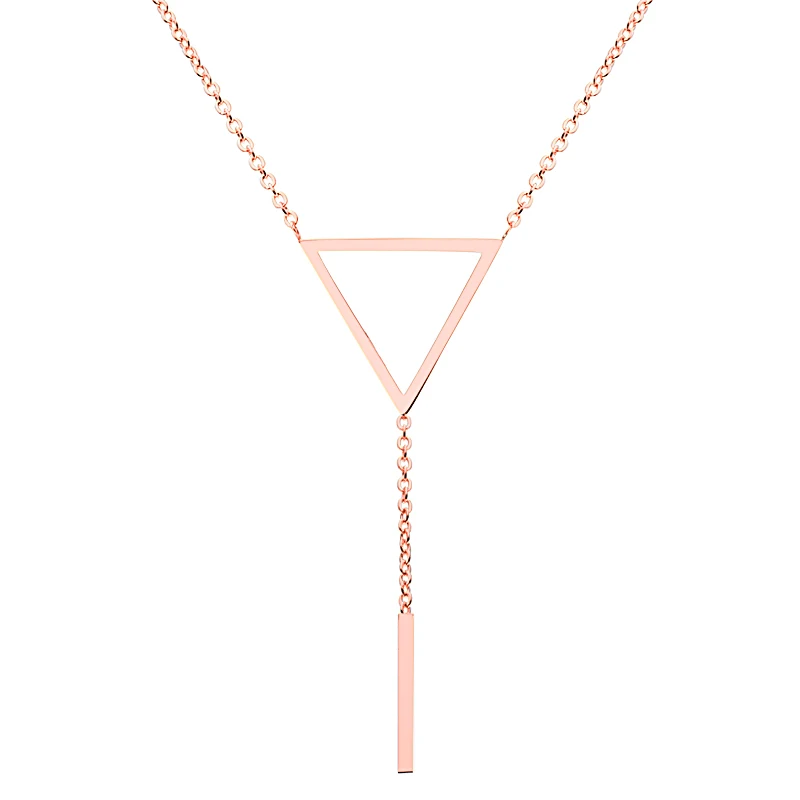 Titanium steel simple geometric hollow triangle long pendant clavicle chain women's necklace does not fade Y-chain, Picture
Titanium steel simple geometric hollow triangle long pendant clavicle chain women's necklace does not fade Y-chain, Picture
