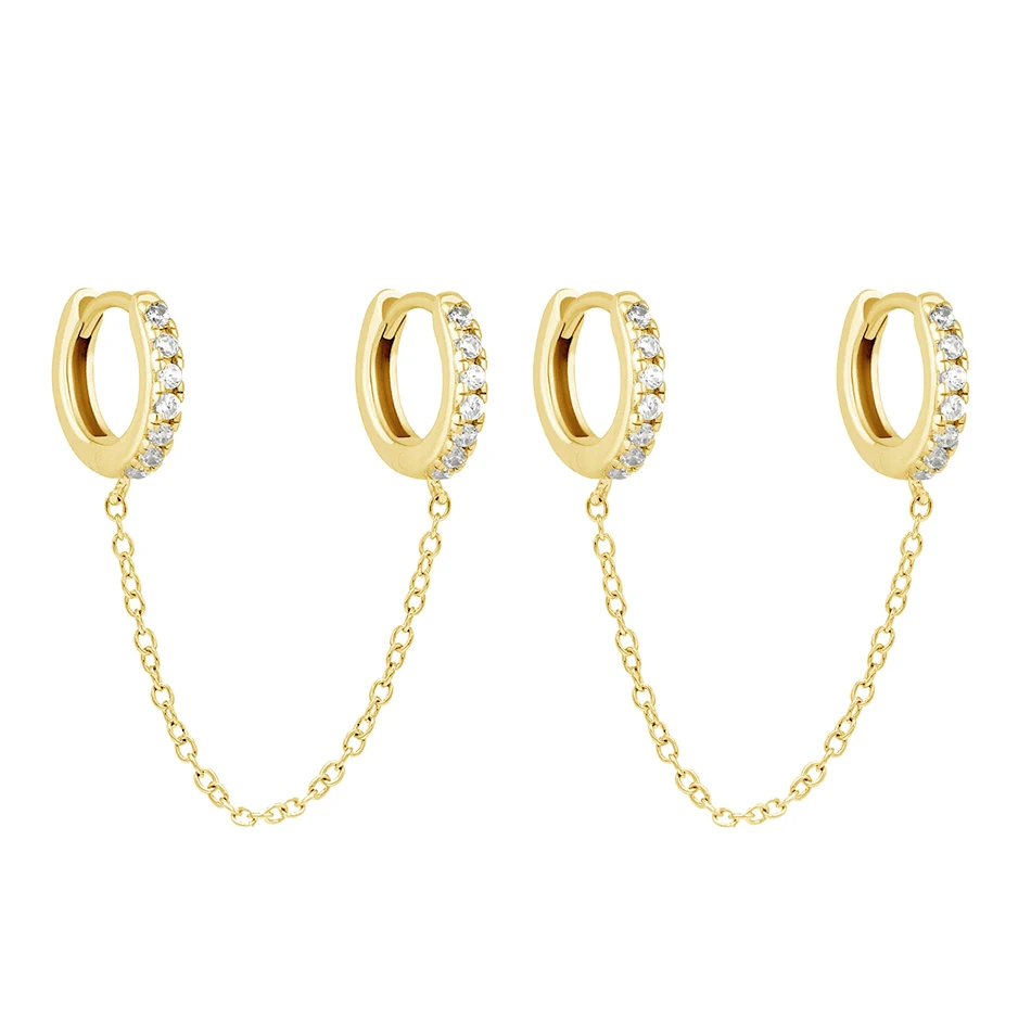 Fashionable 18K gold plated earrings jewelry for women 925 sterling silver double pave chain hoop earrings with cubic zircon
Fashionable 18K gold plated earrings jewelry for women 925 sterling silver double pave chain hoop earrings with cubic zircon