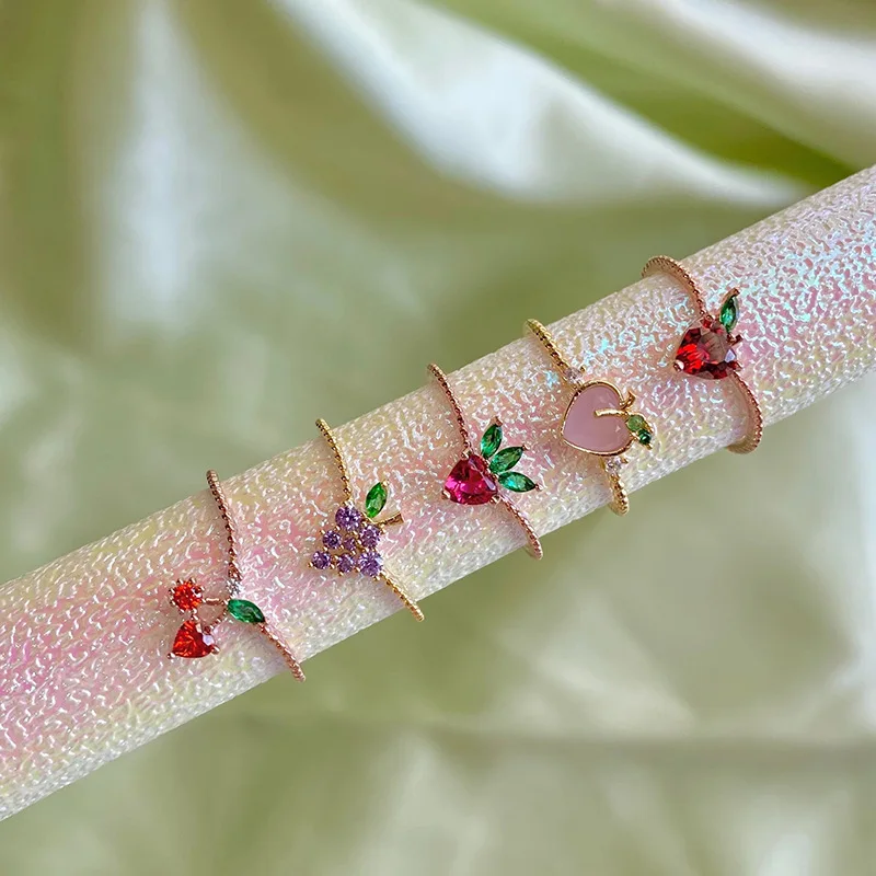 Dylam Trendy Dainty Daily Jewelry Colored Cubic Zircon Cz Finger Ring Gold Plated Brass Different Fruit Cherry Rings for Women
Dylam Trendy Dainty Daily Jewelry Colored Cubic Zircon Cz Finger Ring Gold Plated Brass Different Fruit Cherry Rings for Women