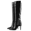 Black PU stiletto heels knee high boots of customized shoes