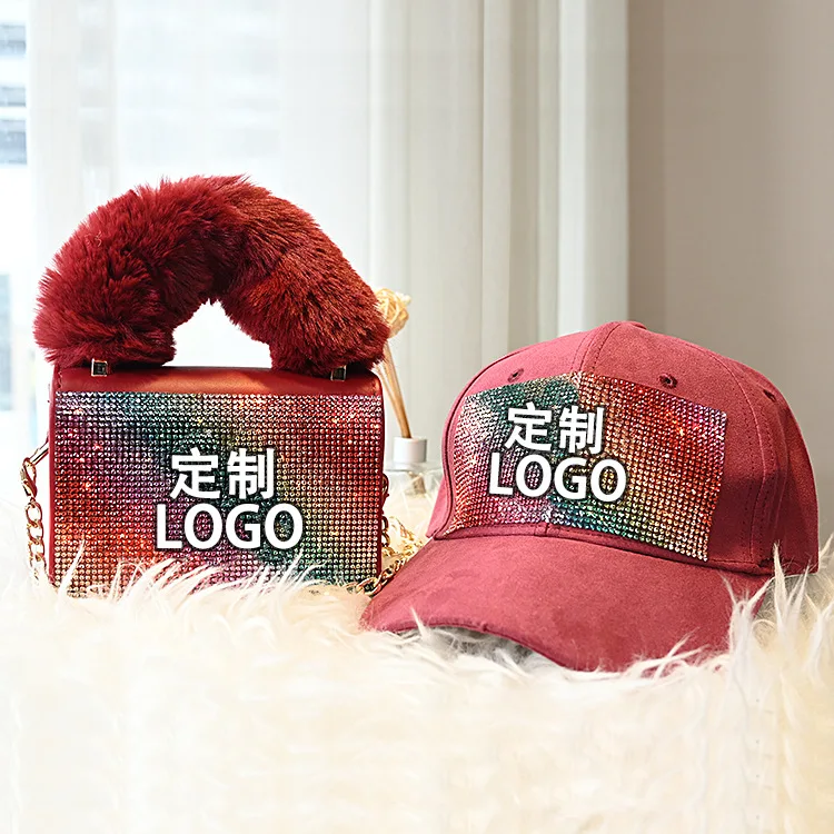 Customized logo hat and purse set Fashion famous brand women Furry handbag shoulder diamond bags hats and purses handbags set, Black
Customized logo hat and purse set Fashion famous brand women Furry handbag shoulder diamond bags hats and purses handbags set, Black