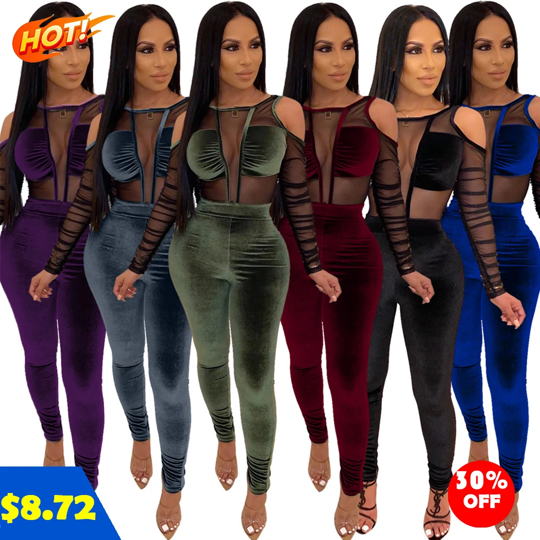 fall 2021 women clothes Sexy long sleeve strapless jumpsuit with mesh and canary velvet nightclub wear for women clothing, As picture
fall 2021 women clothes Sexy long sleeve strapless jumpsuit with mesh and canary velvet nightclub wear for women clothing, As picture