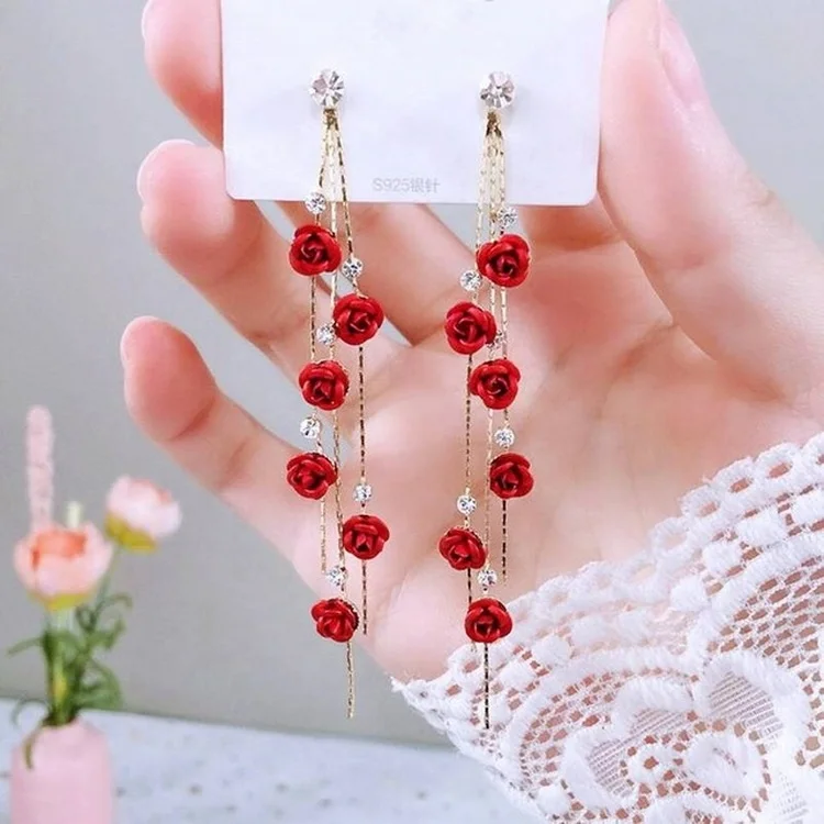 Bincho S925 Silver Needle Rose Flower Long Tassel Zircon Rhinestone Stud Earrings For Women, Red, purple
Bincho S925 Silver Needle Rose Flower Long Tassel Zircon Rhinestone Stud Earrings For Women, Red, purple