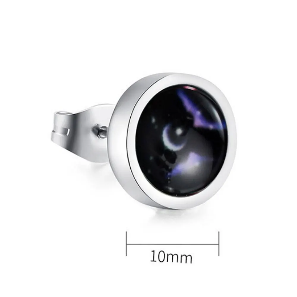 fashion lucite stainless steel glow in the dark zodiac sign stud earring men earrings jewelry, Silver 
fashion lucite stainless steel glow in the dark zodiac sign stud earring men earrings jewelry, Silver