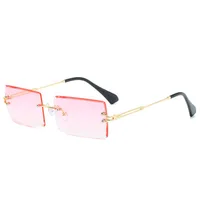 

High End Oversized Gradient Vintage Rectangle Women Rimless Sunglasses Rectangular Wholesale Shades Glasses