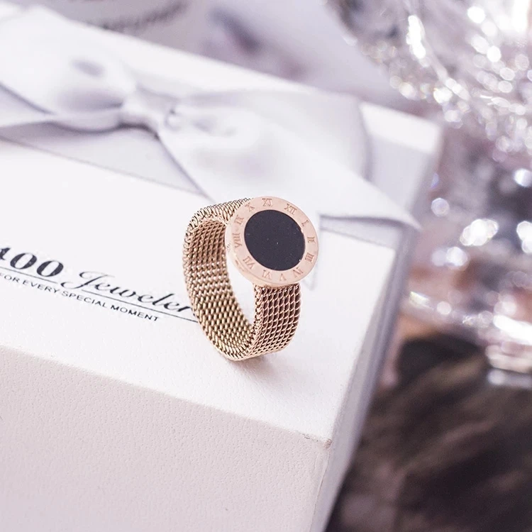 2021 Mesh Rrid Roman Numerals Ring for Woman Man Wedding Lover 316 Titanium steel Ring 18K Gold Plated Stainless Steel Accessory, Rose gold colour
2021 Mesh Rrid Roman Numerals Ring for Woman Man Wedding Lover 316 Titanium steel Ring 18K Gold Plated Stainless Steel Accessory, Rose gold colour