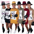 S2119 cheap price image printing round neck Fashion Casual Dresses Women Lady