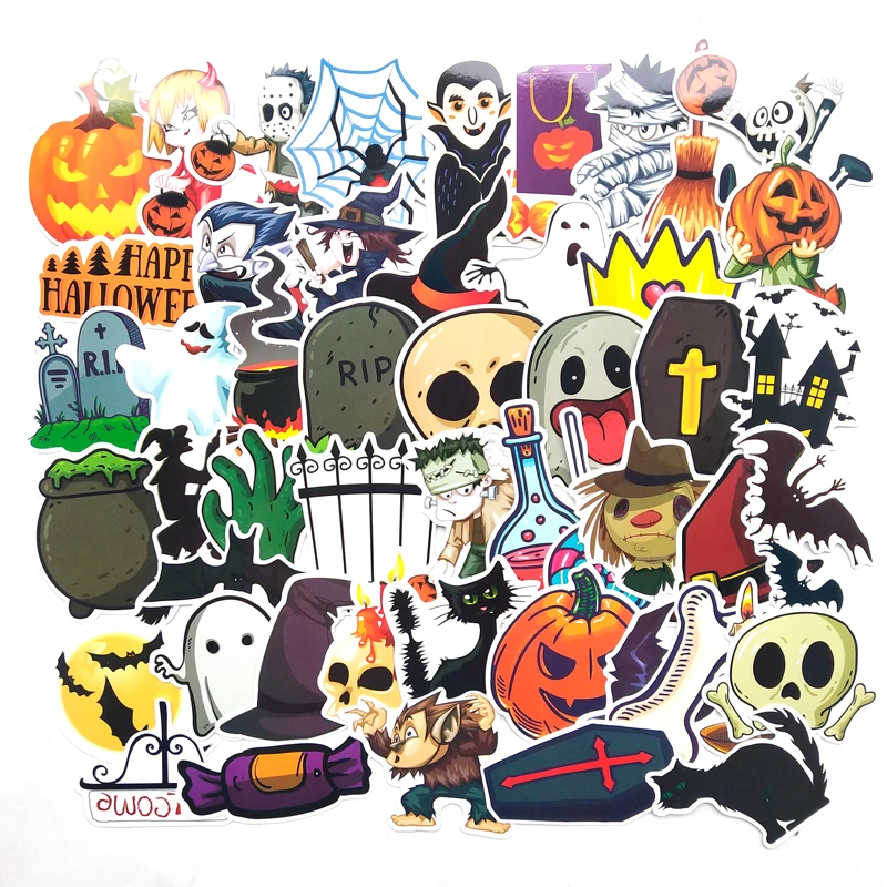 50 PCS/BAG Hot Sale Custom Halloween Carton Sticker No Repeat Style Holiday Waterproof Suitcase Sticker
50 PCS/BAG Hot Sale Custom Halloween Carton Sticker No Repeat Style Holiday Waterproof Suitcase Sticker