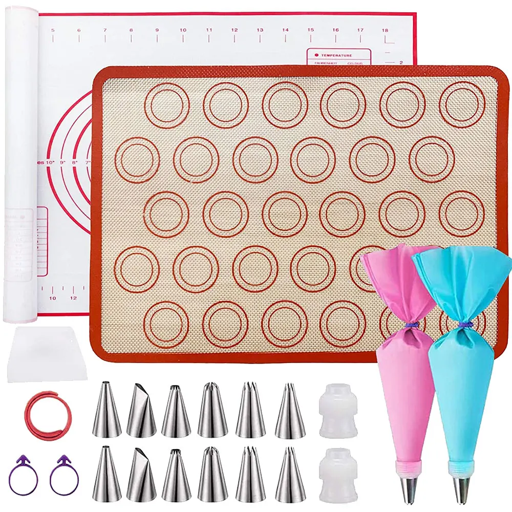 Reusable silicone macaron baking mat piping pastry bag cake nozzles set baking supplies cake decorating tools
Reusable silicone macaron baking mat piping pastry bag cake nozzles set baking supplies cake decorating tools