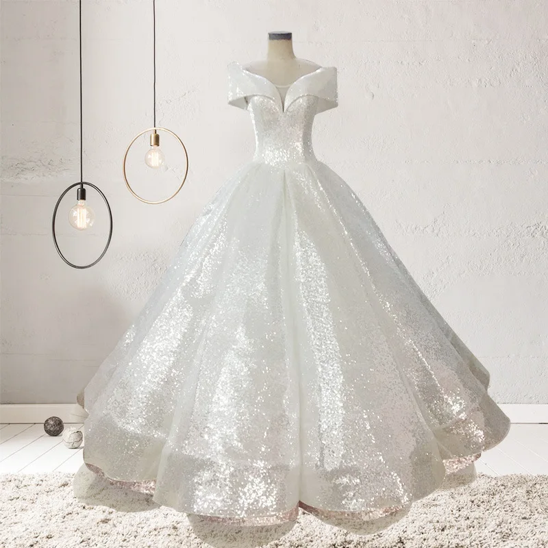 Popular Women Sexy Tube top Sequin Luxury Long Sleeve Debutante Prom Dresses Ball Gown Wedding Dress Wedding Party Dress
Popular Women Sexy Tube top Sequin Luxury Long Sleeve Debutante Prom Dresses Ball Gown Wedding Dress Wedding Party Dress