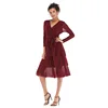 new product arrival european america style women long v-neck lace up layered dress