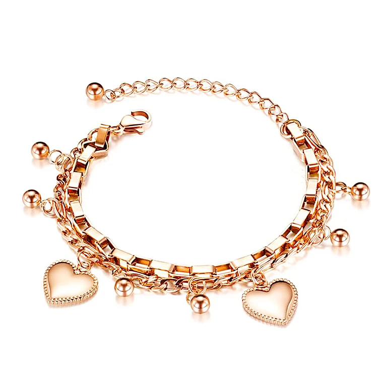 Wholesale designer Love Heart Charms Chunky chain Layered Gold Plated Stainless Steel bracelet for women
Wholesale designer Love Heart Charms Chunky chain Layered Gold Plated Stainless Steel bracelet for women