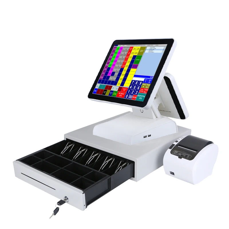 Pos Computer Cash Register With 80mm Pos Printer Cash Drawer For