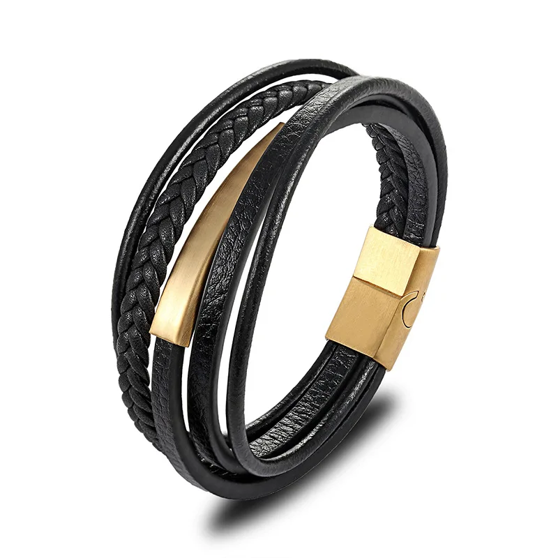Fashion Stainless Steel Charm Magnetic Gold Black Men Bracelet Leather Braided Screw Bracelet Jewelry Accessories
Fashion Stainless Steel Charm Magnetic Gold Black Men Bracelet Leather Braided Screw Bracelet Jewelry Accessories