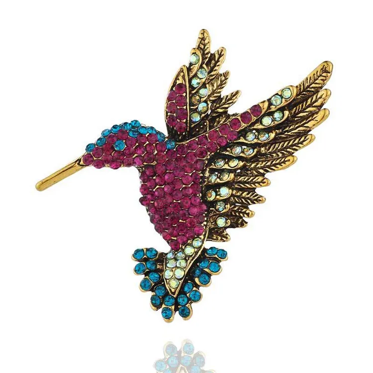 Wholesale European and American cross-border new diamond-encrusted hummingbird brooch, Picture
Wholesale European and American cross-border new diamond-encrusted hummingbird brooch, Picture