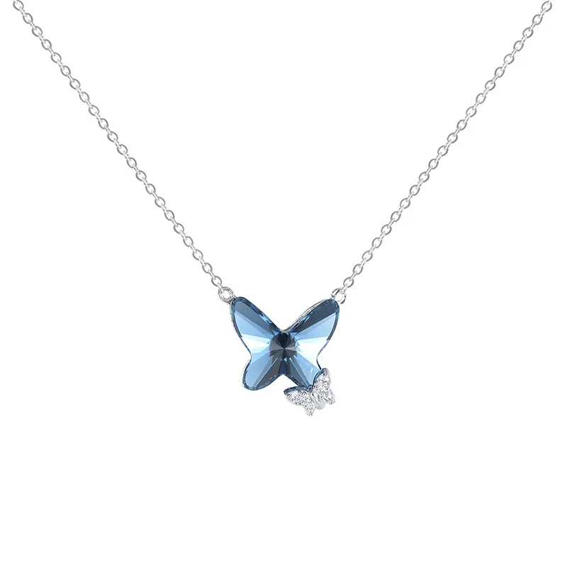High Quality Fashion Jewelry 925 Sterling Silver Butterfly Crystal Pendant Necklace, Blue
High Quality Fashion Jewelry 925 Sterling Silver Butterfly Crystal Pendant Necklace, Blue