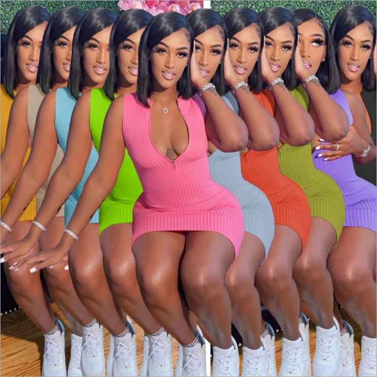 Wholesale Summer Women Casual Sleeveless Short One Piece Pink Bodycon Plus Size 3XL Club Sexy Ladies Ribbed Dresses
Wholesale Summer Women Casual Sleeveless Short One Piece Pink Bodycon Plus Size 3XL Club Sexy Ladies Ribbed Dresses