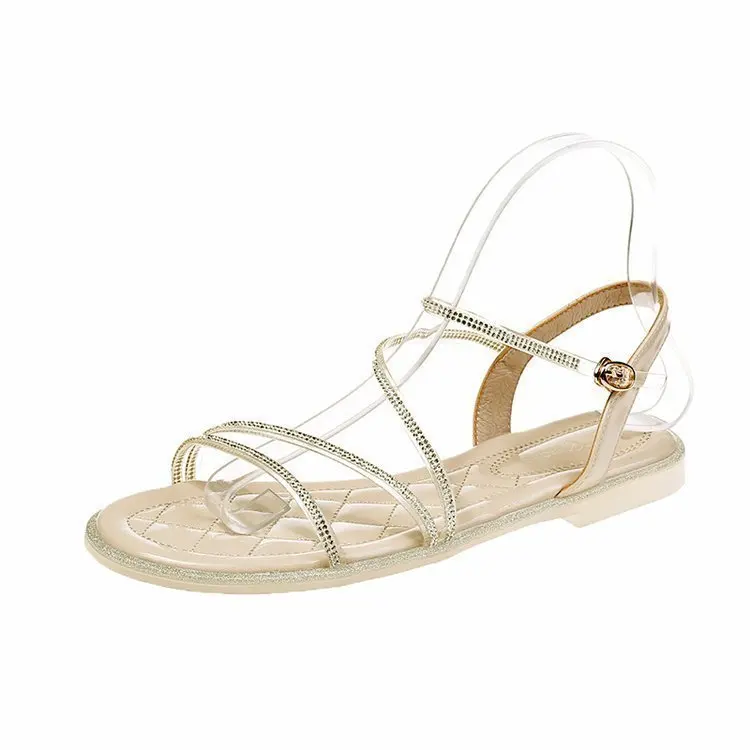 2021 Summer New Ladies Fashion Sandals Solid Color Flat Open Toe Rhinestone Strap Ladies Roman Sandals
2021 Summer New Ladies Fashion Sandals Solid Color Flat Open Toe Rhinestone Strap Ladies Roman Sandals