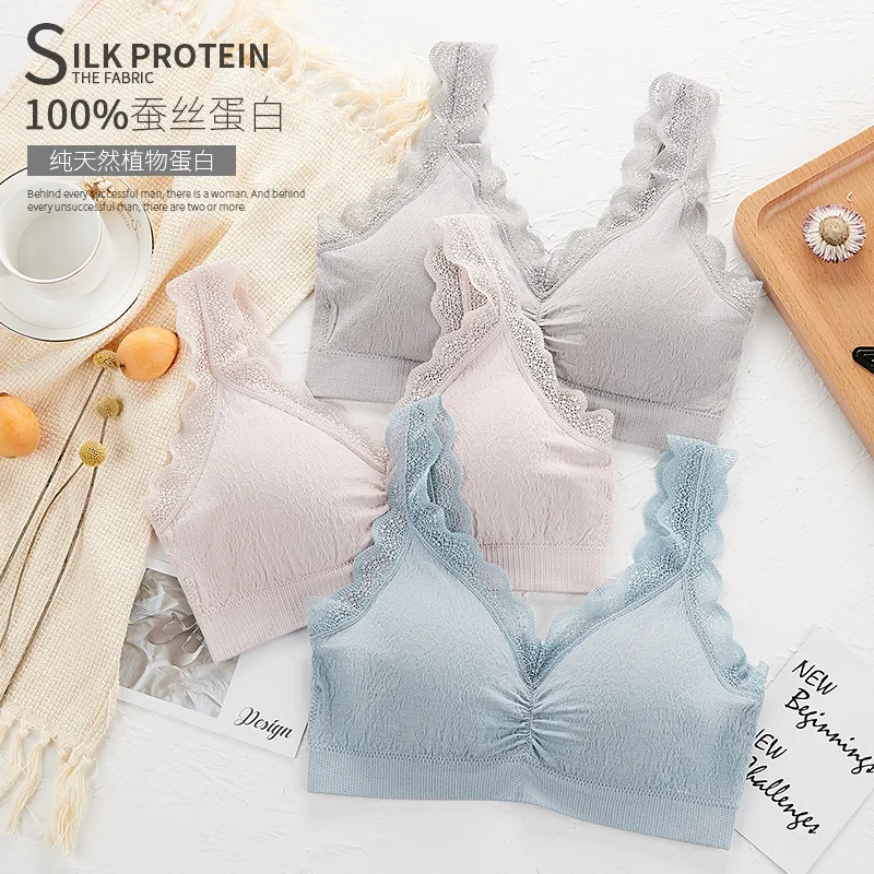 Wholesale Thai Latex Modal Cotton Lace Wire Free Bra & Brief Sets Bras, Customized color
Wholesale Thai Latex Modal Cotton Lace Wire Free Bra & Brief Sets Bras, Customized color