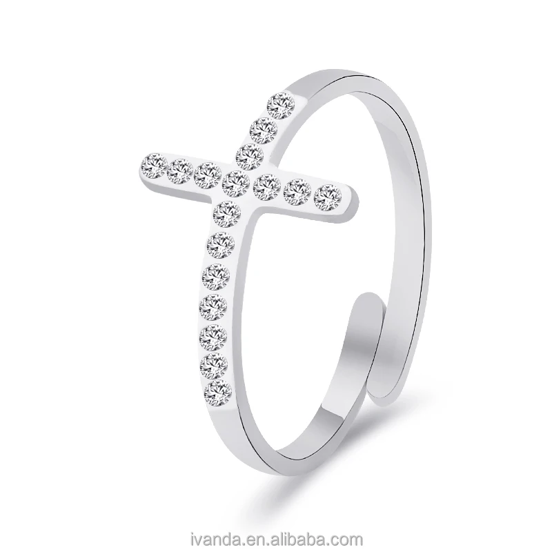 Cross Shape With Crystal Beads setting Ring Christian Religion Ring Open Size Unisex finger decoration
Cross Shape With Crystal Beads setting Ring Christian Religion Ring Open Size Unisex finger decoration