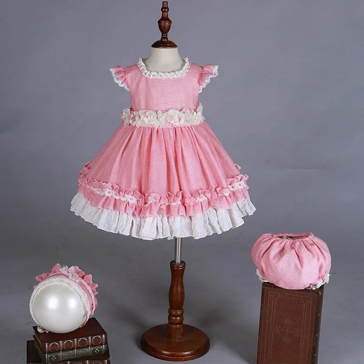Baby Girl Summer Pink Flower Lace Princess Lolita 3pcs Dress Vintage Spanish Dress children Wedding Birthday Party Dress 
Baby Girl Summer Pink Flower Lace Princess Lolita 3pcs Dress Vintage Spanish Dress children Wedding Birthday Party Dress