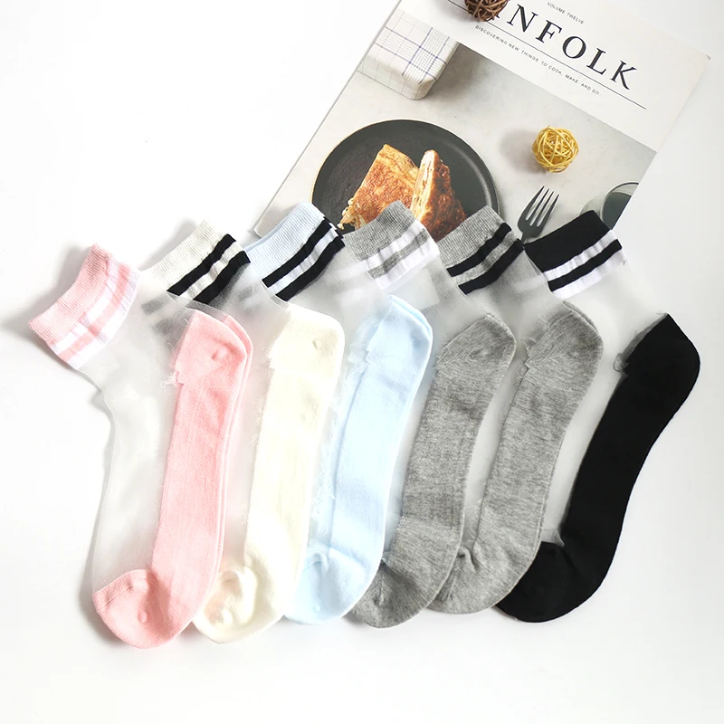 Summer thin fashion stripe women cotton nylon silk transparent socks, Gray/white/black
Summer thin fashion stripe women cotton nylon silk transparent socks, Gray/white/black