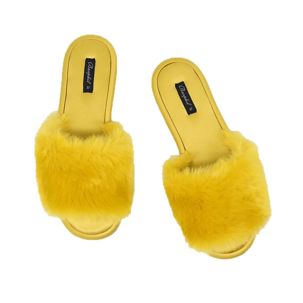 2021 Women's Faux Fur Fuzzy Sandals For Outdoor 1 Pairs Plush Open Toe Slip Footwear, Yellow
2021 Women's Faux Fur Fuzzy Sandals For Outdoor 1 Pairs Plush Open Toe Slip Footwear, Yellow