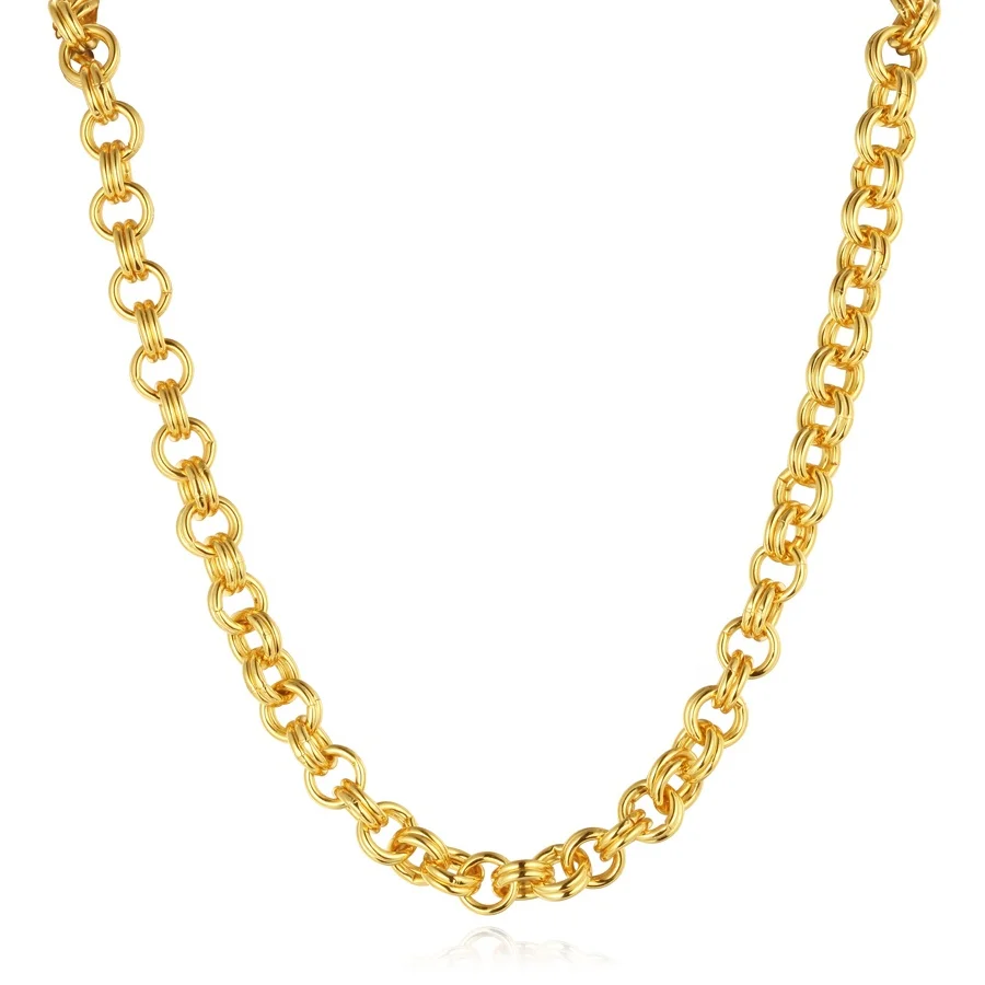 Wholesale 18K Gold Plated Big Double Round Ring Brass Link Chunky Chain Necklace
Wholesale 18K Gold Plated Big Double Round Ring Brass Link Chunky Chain Necklace