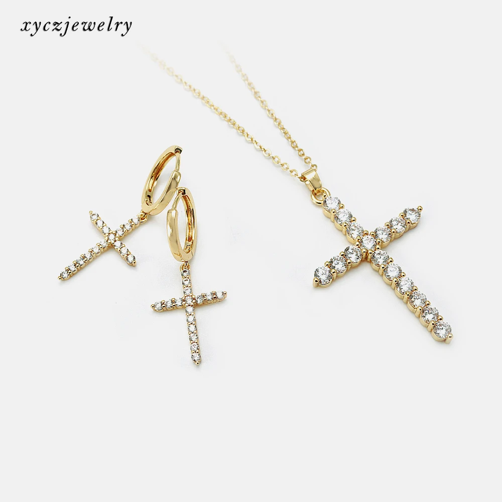 2021 Classic Jewelry Cross Pendant Necklace Cross Drop Earrings Cross Earring Necklace Set, Gold or white
2021 Classic Jewelry Cross Pendant Necklace Cross Drop Earrings Cross Earring Necklace Set, Gold or white