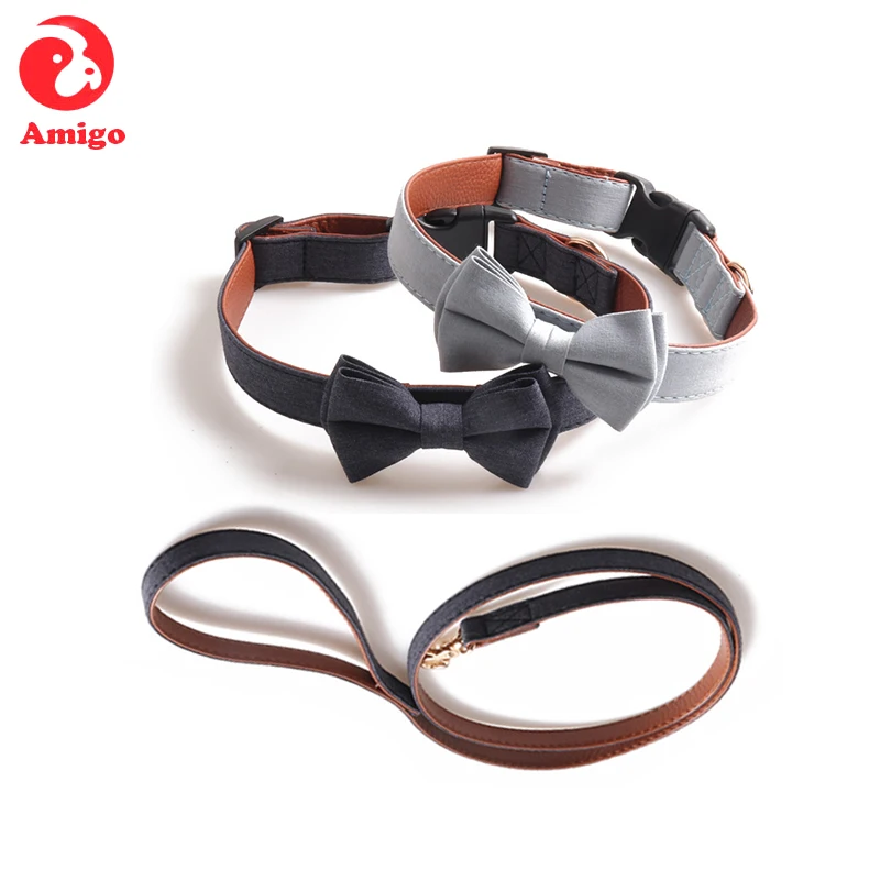 Amigo hot sale amazon pure color pet dog cat collar leash set custom cotton fabric necklace adjustable bow tie dog collar, Light blue/grey/pink/khaki
Amigo hot sale amazon pure color pet dog cat collar leash set custom cotton fabric necklace adjustable bow tie dog collar, Light blue/grey/pink/khaki