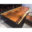 Large size irregular shaped wood dining table top live edge solid walnut wood slab