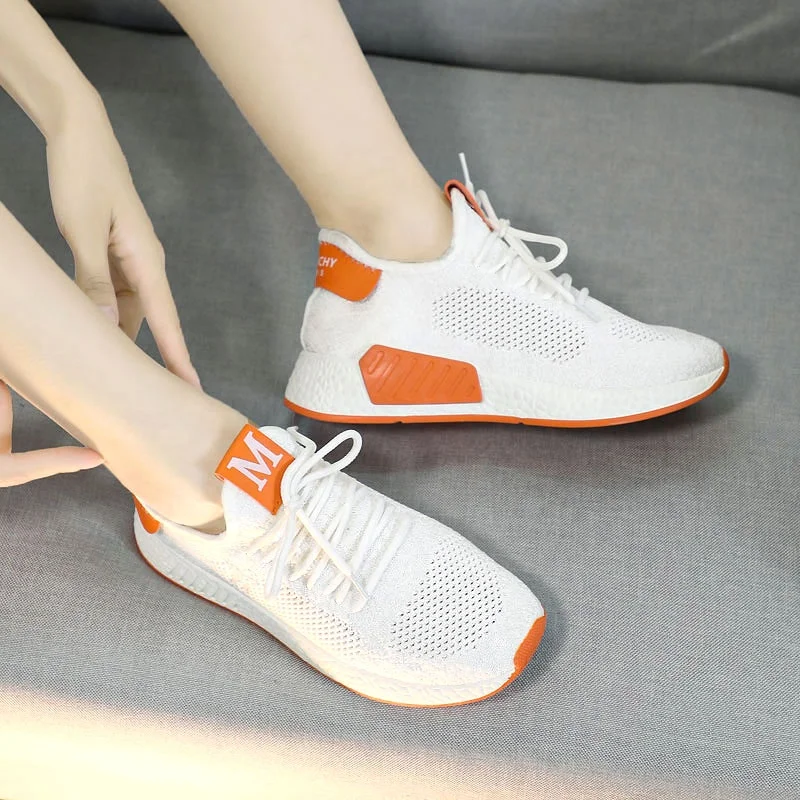 Women's lace up casual flats sneakers zapatilla para mujeres women breathable sport sneakers zapatos tenis mujer, White+orange/white+green/black+red
Women's lace up casual flats sneakers zapatilla para mujeres women breathable sport sneakers zapatos tenis mujer, White+orange/white+green/black+red