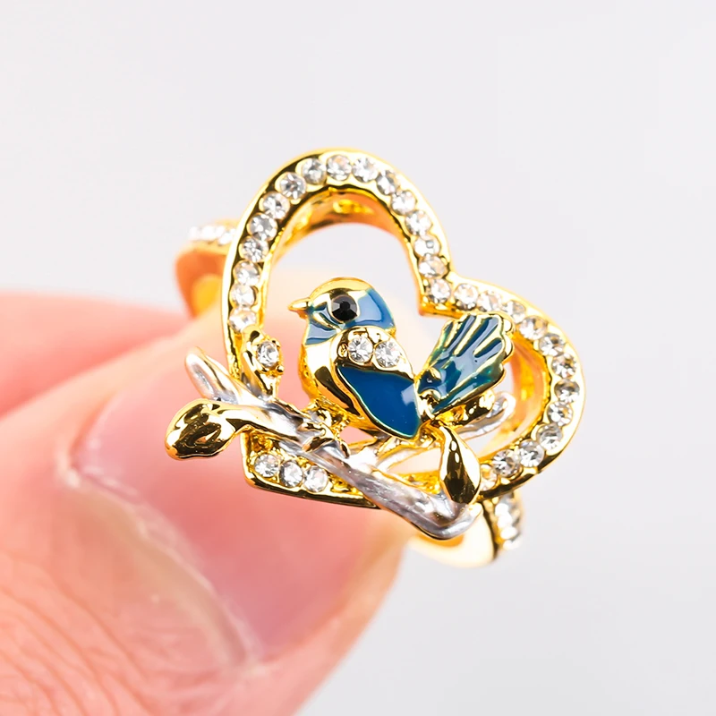Yellow Gold Sparrow Pattern Anniversary Rings Fashion Party Women's Heart Bird Glaze Ring
Yellow Gold Sparrow Pattern Anniversary Rings Fashion Party Women's Heart Bird Glaze Ring